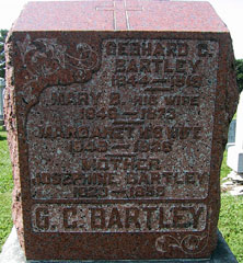 tombstone of G. C. Bartley, his mother, and his wives