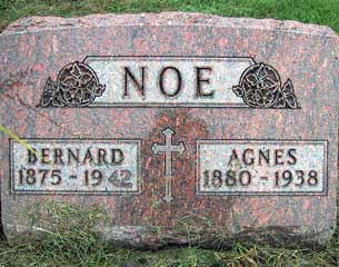 tombstone of Bernard and Agnes Noe tombstone of Bernard and Agnes Noe